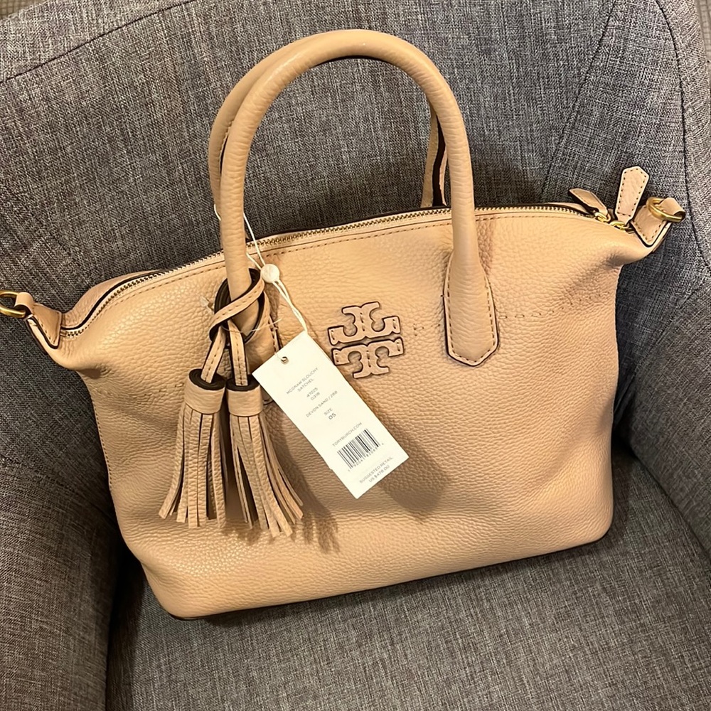 NWT Tory Burch McGraw Slouchy Satchel Devon Sand